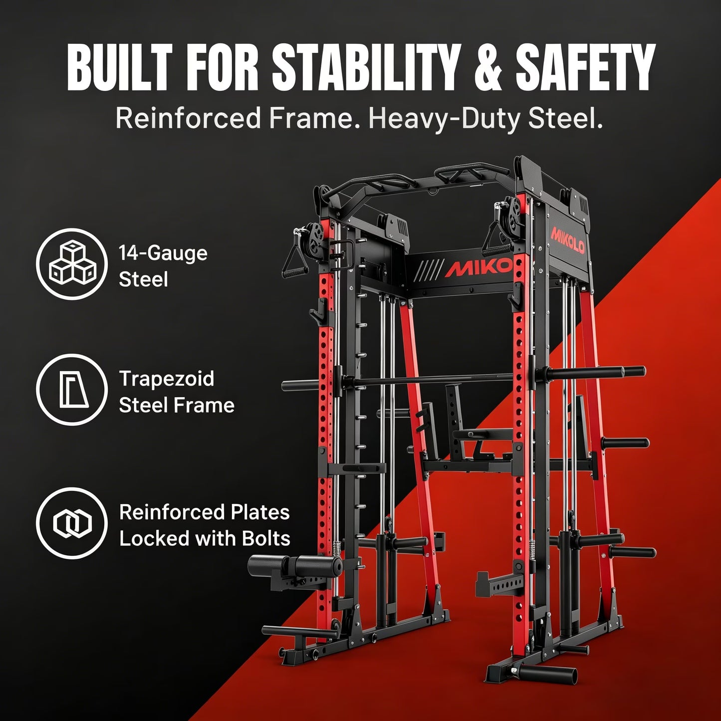 Smith Machine , Jaula De Rack De Potencia Todo En Uno Con Cruce De Cables Ajustable, Prensa Vertical De Patas Y Barra Smith Con Capacidad De 1500 Lbs Combo De Barra