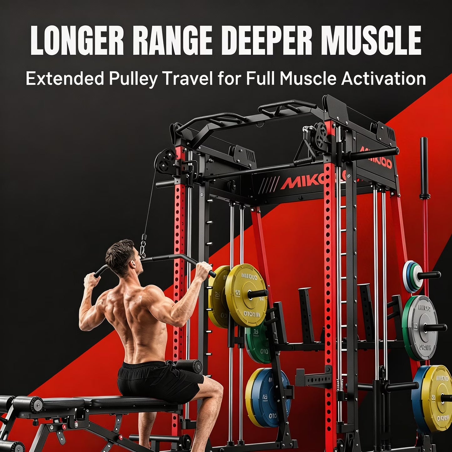 Smith Machine , Jaula De Rack De Potencia Todo En Uno Con Cruce De Cables Ajustable, Prensa Vertical De Patas Y Barra Smith Con Capacidad De 1500 Lbs Combo De Barra