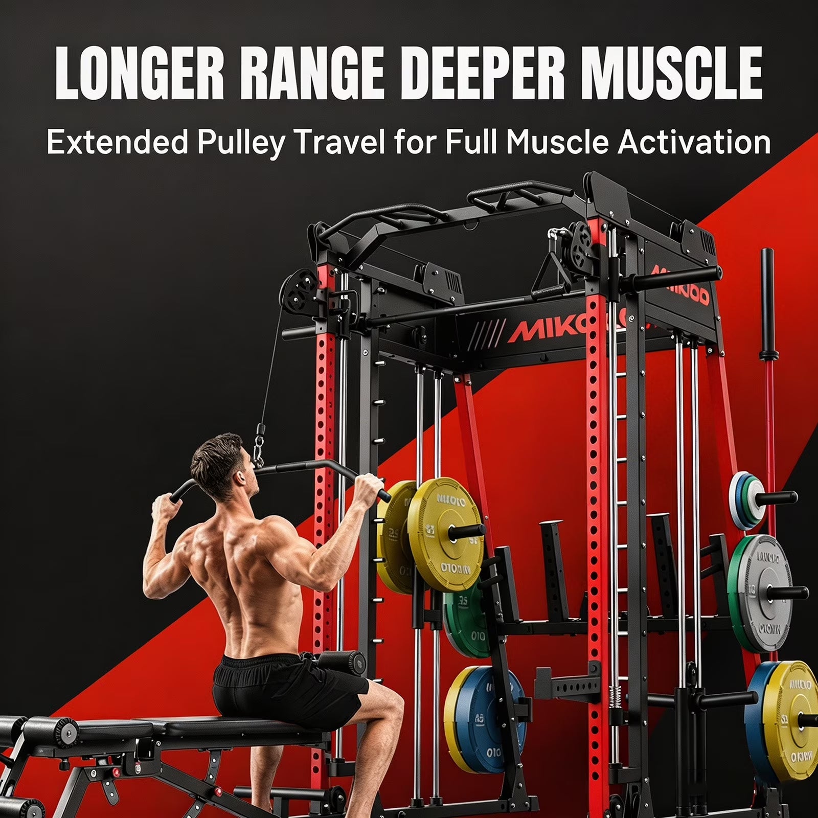 Smith Machine , Jaula De Rack De Potencia Todo En Uno Con Cruce De Cables Ajustable, Prensa Vertical De Patas Y Barra Smith Con Capacidad De 1500 Lbs Combo De Barra