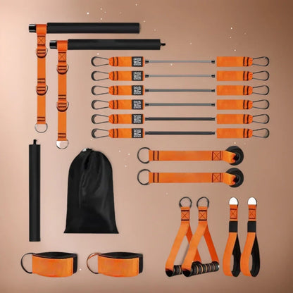 Barra de Pilates con Bandas de Resistencia - Kit Multifuncional para Ejercicios en Casa, Ajuste Metálico Resistente