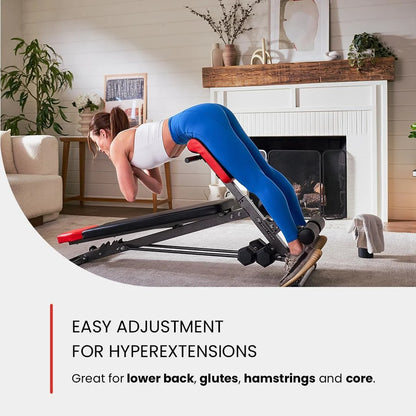 Multi-Functional Bench for Full All-In-One Body Workout - Hyper Back Extension, Roman Chair, Adjustable Ab Sit up Bench, Decline Bench, Flat Bench