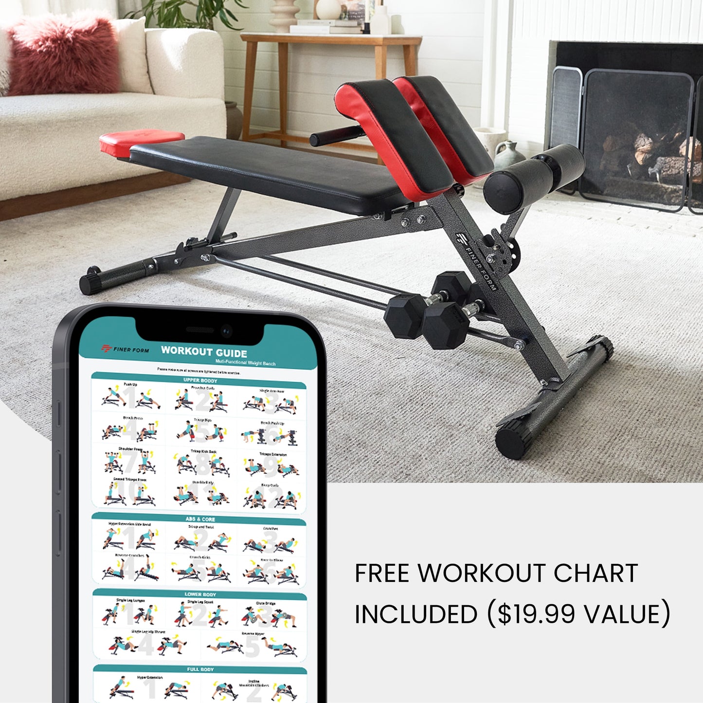 Multi-Functional Bench for Full All-In-One Body Workout - Hyper Back Extension, Roman Chair, Adjustable Ab Sit up Bench, Decline Bench, Flat Bench