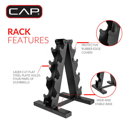 Juego de Pesas Hexagonales de Hierro Fundido de 100 lb con Soporte para Entrenamiento de Fuerza - Mancuernas Negras