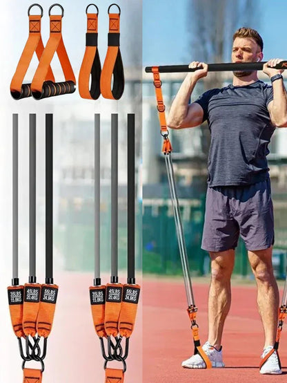 Barra de Pilates con Bandas de Resistencia - Kit Multifuncional para Ejercicios en Casa, Ajuste Metálico Resistente
