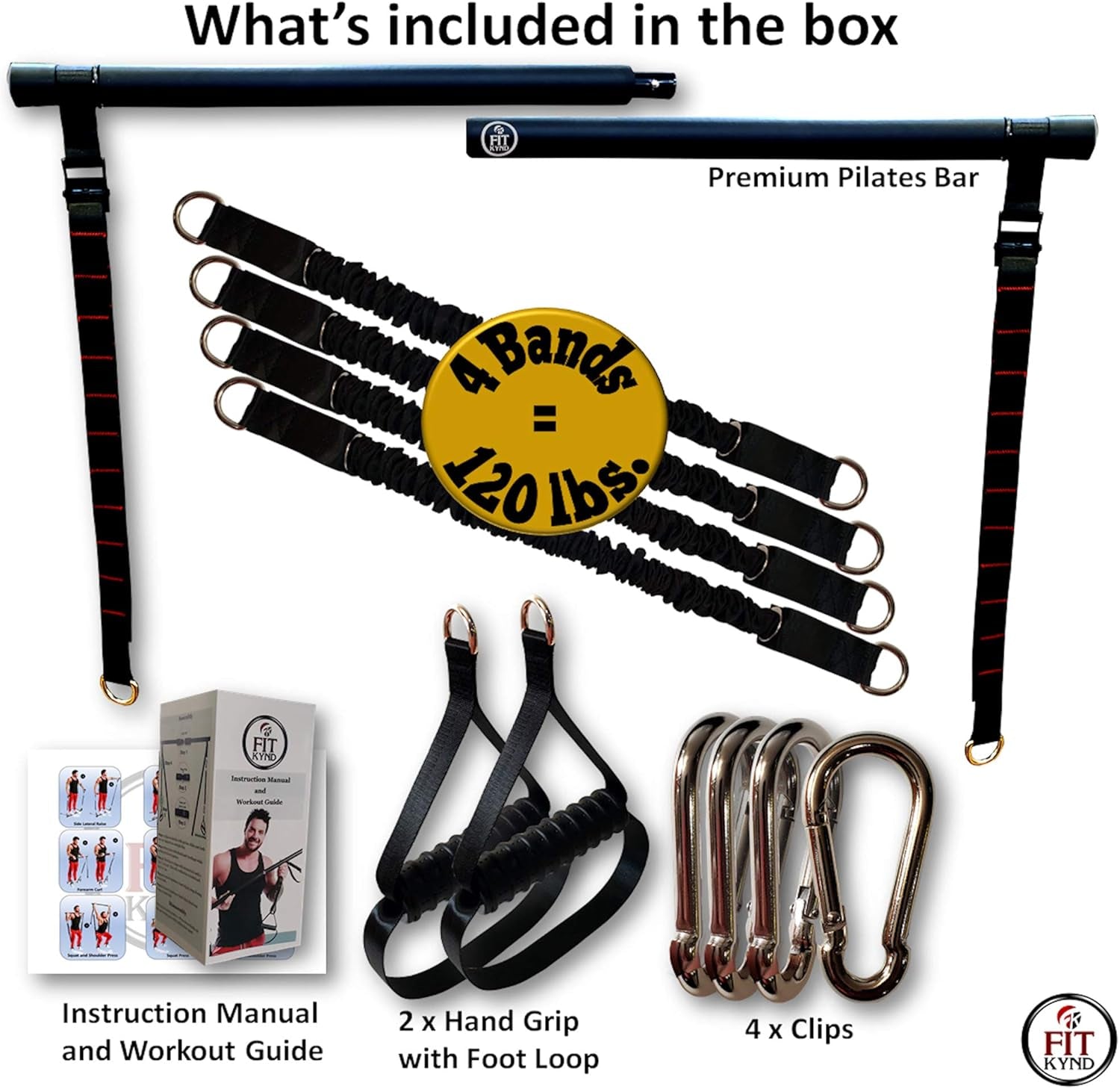 Barra de Pilates con Bandas de Resistencia - Equipamiento de Entrenamiento en Casa Ajustable para Cuerpo Completo