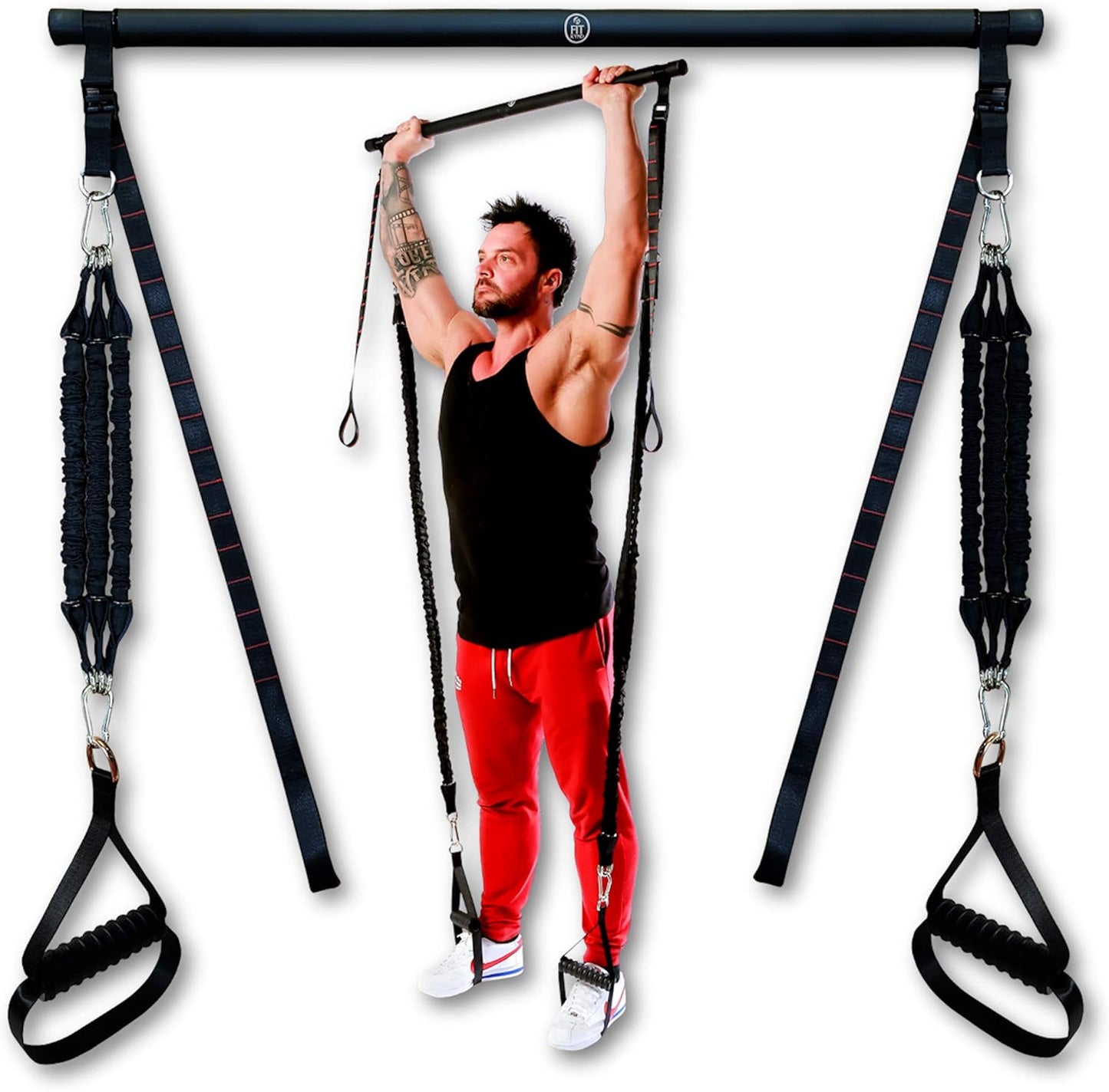 Barra de Pilates con Bandas de Resistencia - Equipamiento de Entrenamiento en Casa Ajustable para Cuerpo Completo