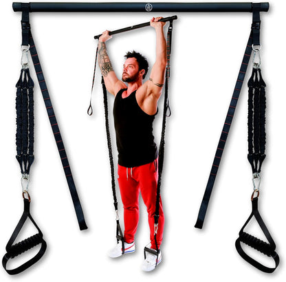 Barra de Pilates con Bandas de Resistencia - Equipamiento de Entrenamiento en Casa Ajustable para Cuerpo Completo