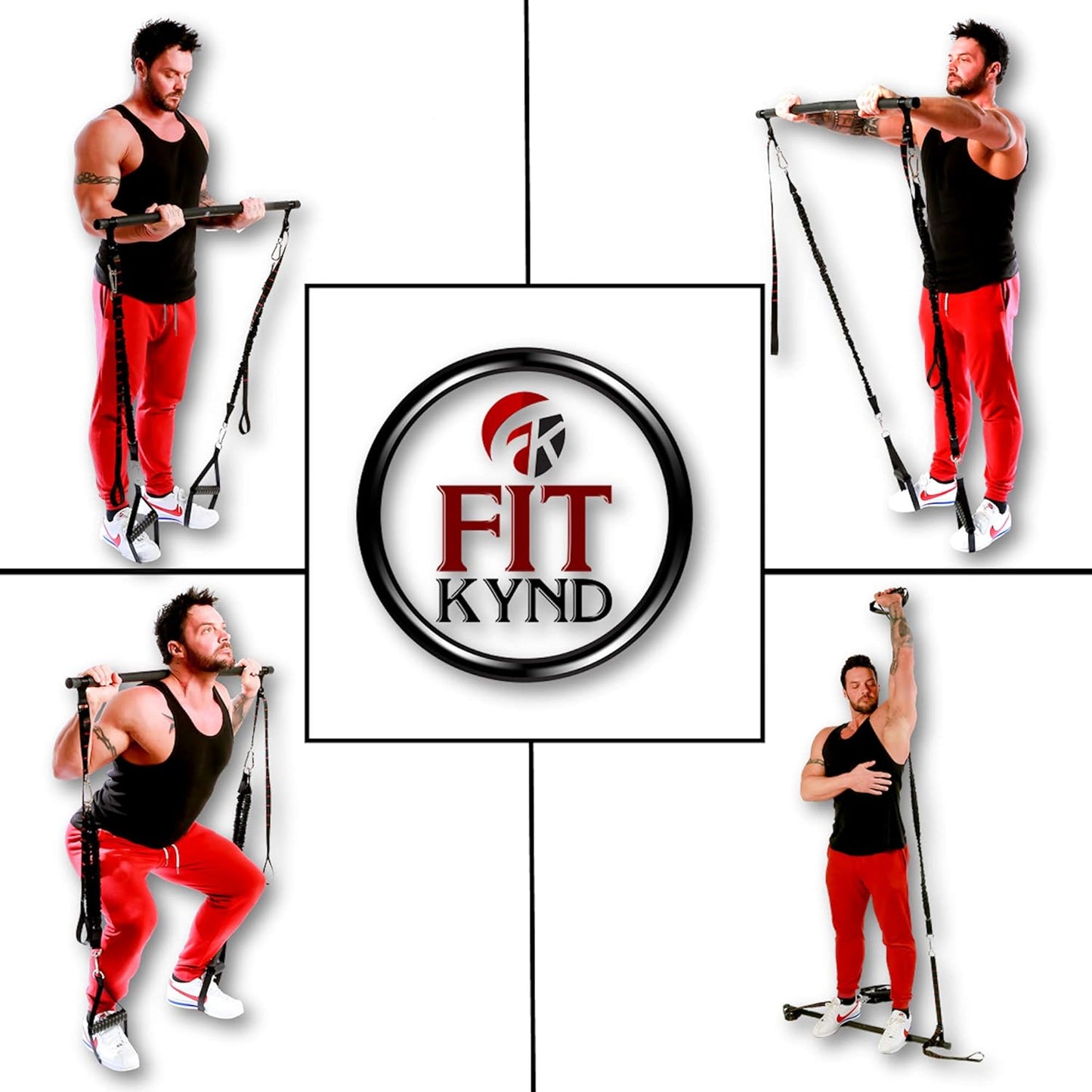 Barra de Pilates con Bandas de Resistencia - Equipamiento de Entrenamiento en Casa Ajustable para Cuerpo Completo