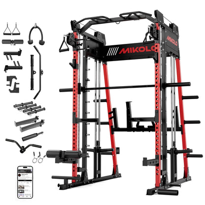 Smith Machine , Jaula De Rack De Potencia Todo En Uno Con Cruce De Cables Ajustable, Prensa Vertical De Patas Y Barra Smith Con Capacidad De 1500 Lbs Combo De Barra