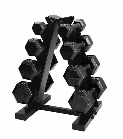 Juego de Pesas Hexagonales de Hierro Fundido de 100 lb con Soporte para Entrenamiento de Fuerza - Mancuernas Negras