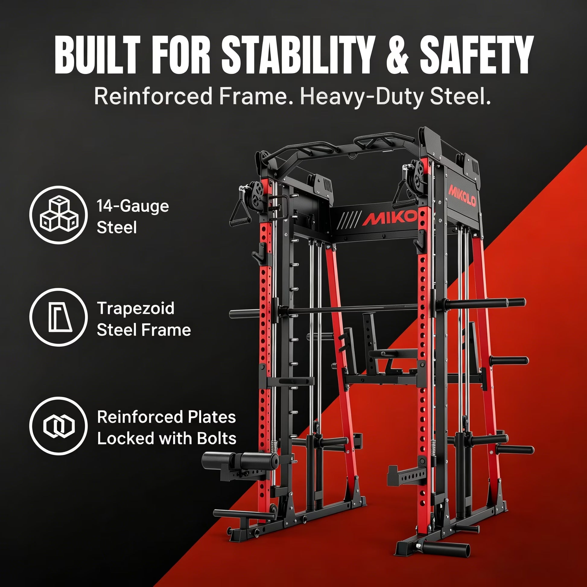 Smith Machine , Jaula De Rack De Potencia Todo En Uno Con Cruce De Cables Ajustable, Prensa Vertical De Patas Y Barra Smith Con Capacidad De 1500 Lbs Combo De Barra