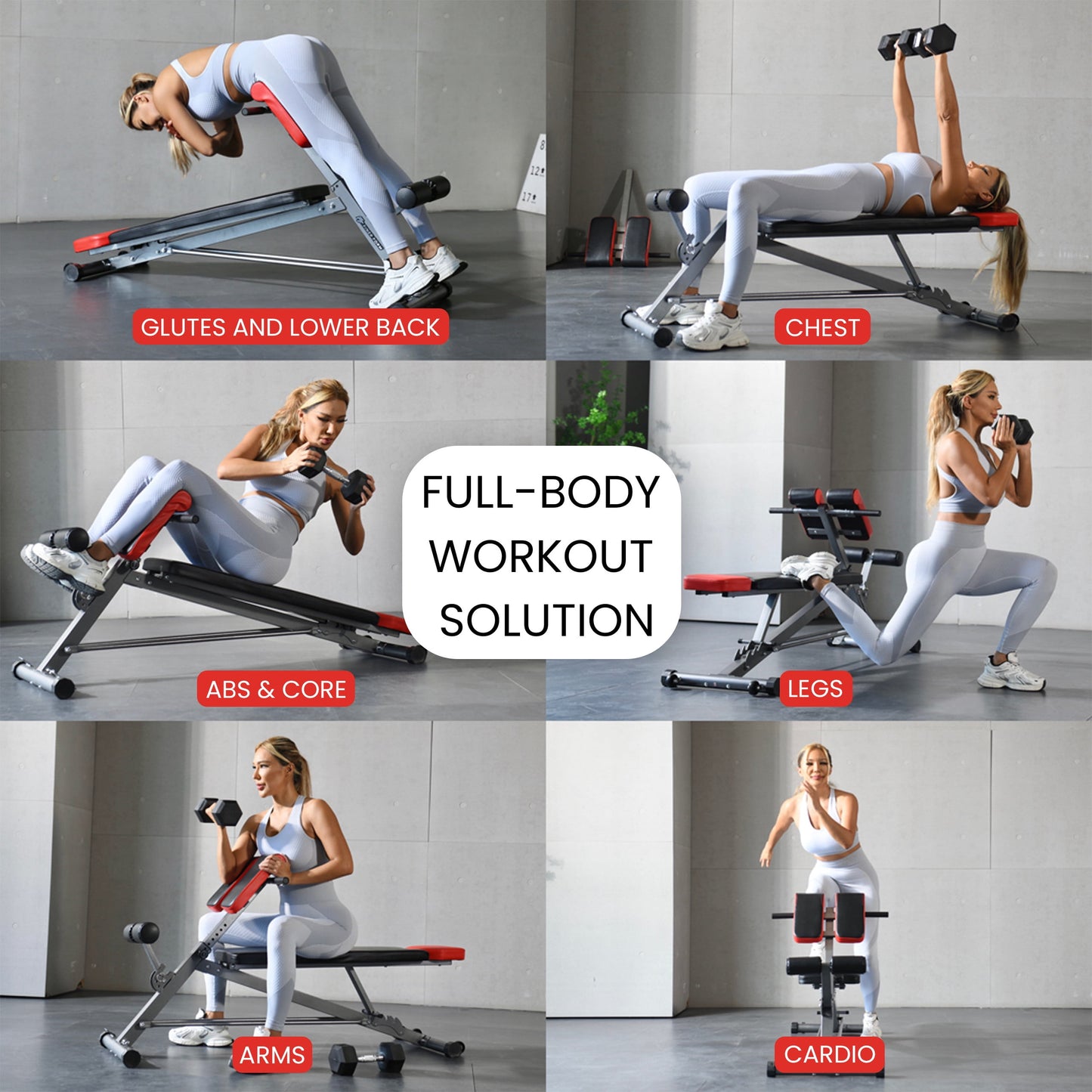 Multi-Functional Bench for Full All-In-One Body Workout - Hyper Back Extension, Roman Chair, Adjustable Ab Sit up Bench, Decline Bench, Flat Bench