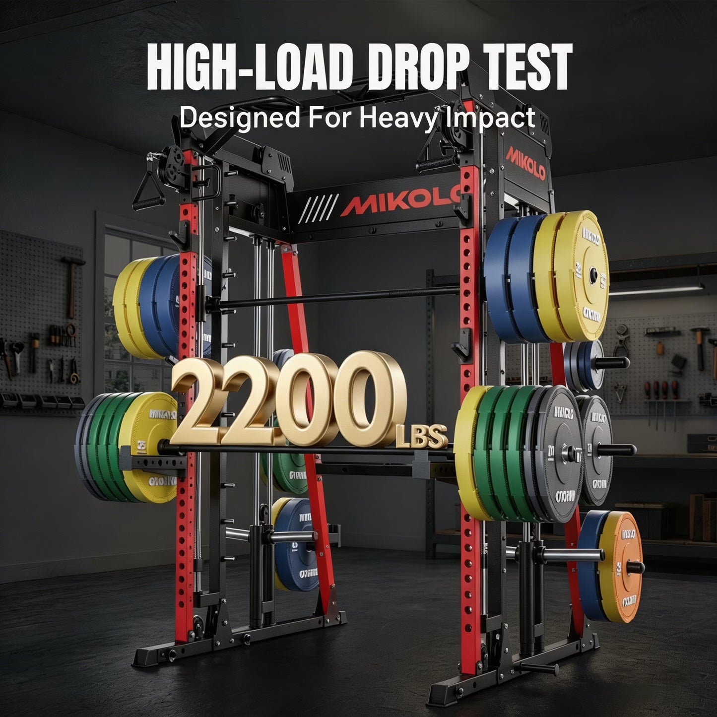 Smith Machine , Jaula De Rack De Potencia Todo En Uno Con Cruce De Cables Ajustable, Prensa Vertical De Patas Y Barra Smith Con Capacidad De 1500 Lbs Combo De Barra