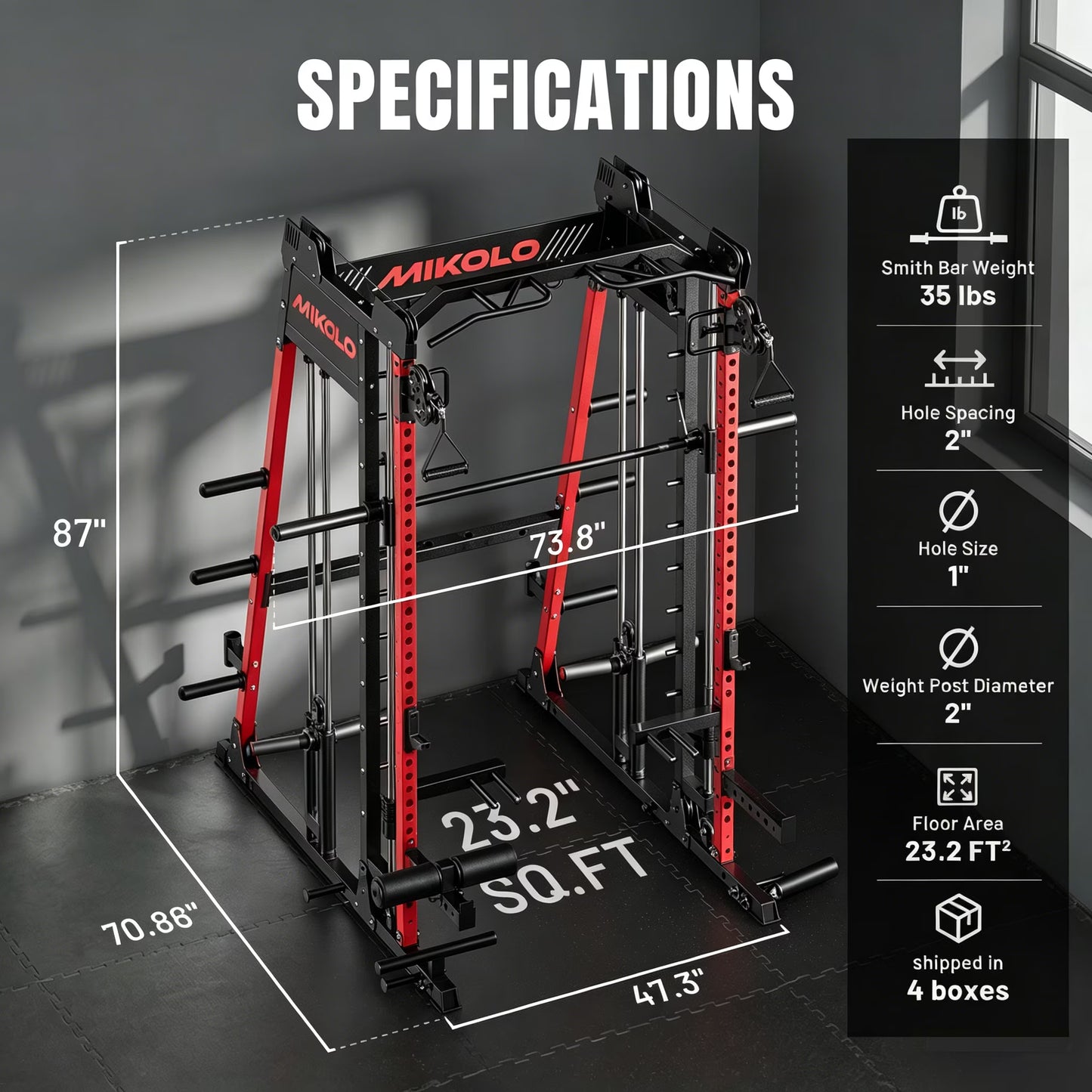 Smith Machine , Jaula De Rack De Potencia Todo En Uno Con Cruce De Cables Ajustable, Prensa Vertical De Patas Y Barra Smith Con Capacidad De 1500 Lbs Combo De Barra