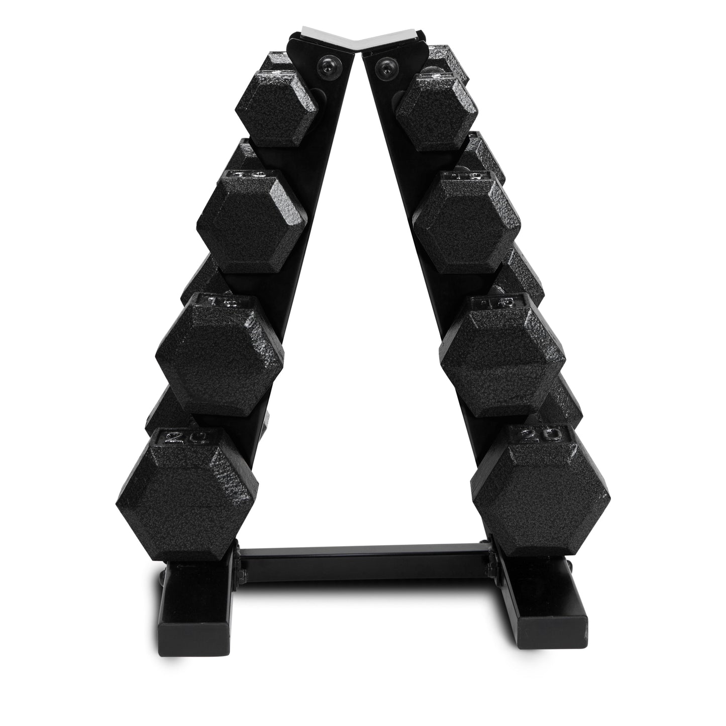 Juego de Pesas Hexagonales de Hierro Fundido de 100 lb con Soporte para Entrenamiento de Fuerza - Mancuernas Negras