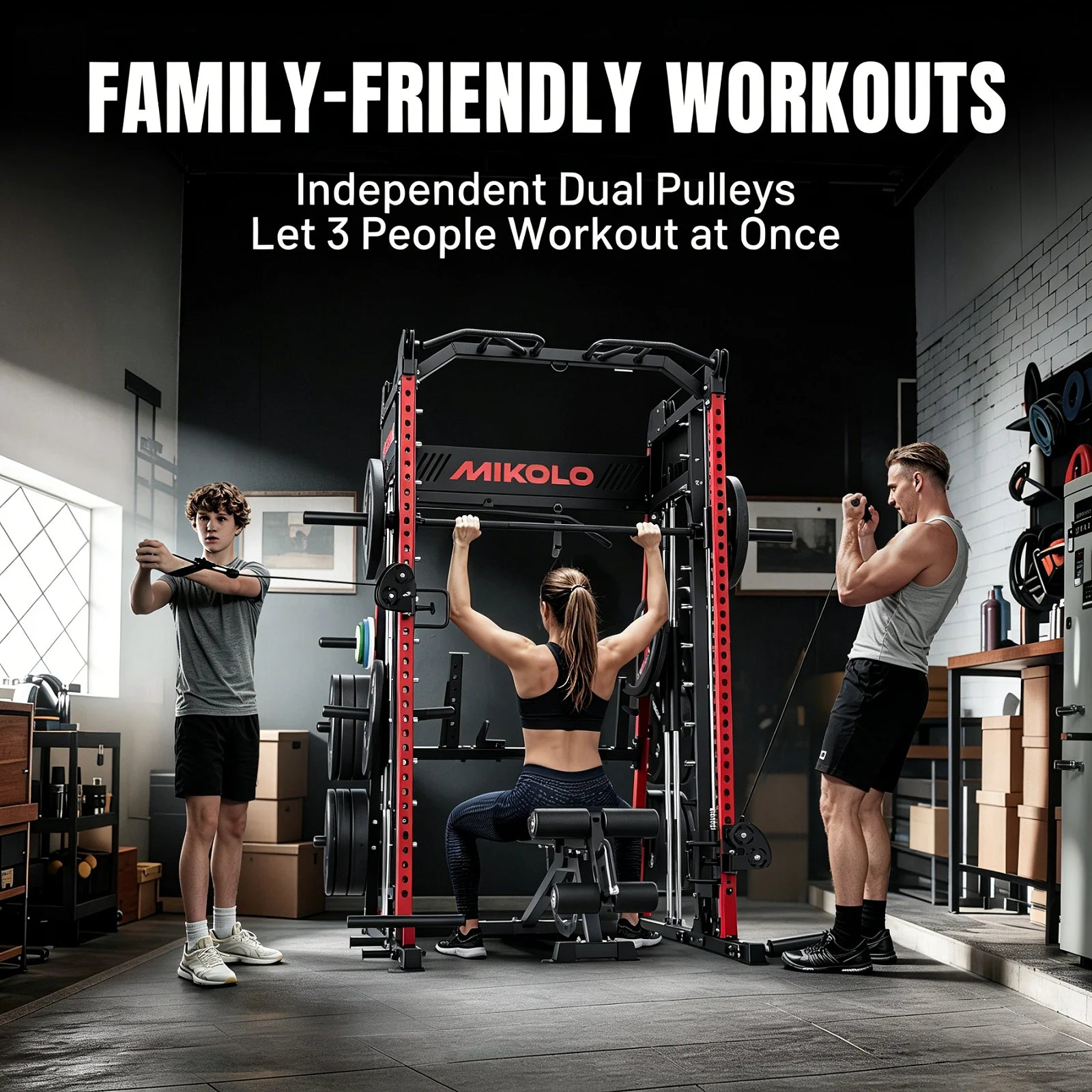Smith Machine , Jaula De Rack De Potencia Todo En Uno Con Cruce De Cables Ajustable, Prensa Vertical De Patas Y Barra Smith Con Capacidad De 1500 Lbs Combo De Barra