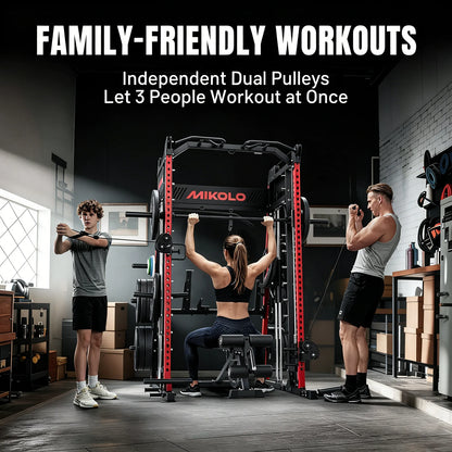 Smith Machine , Jaula De Rack De Potencia Todo En Uno Con Cruce De Cables Ajustable, Prensa Vertical De Patas Y Barra Smith Con Capacidad De 1500 Lbs Combo De Barra