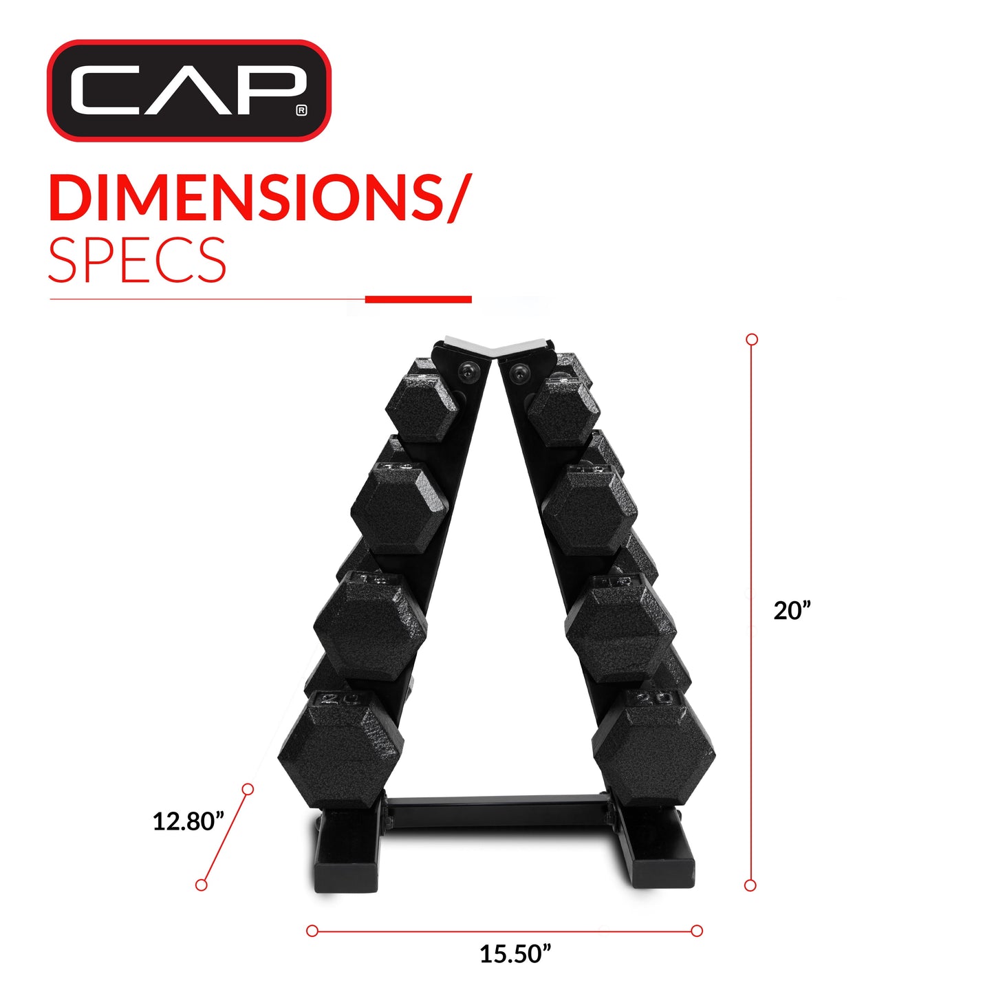 Juego de Pesas Hexagonales de Hierro Fundido de 100 lb con Soporte para Entrenamiento de Fuerza - Mancuernas Negras