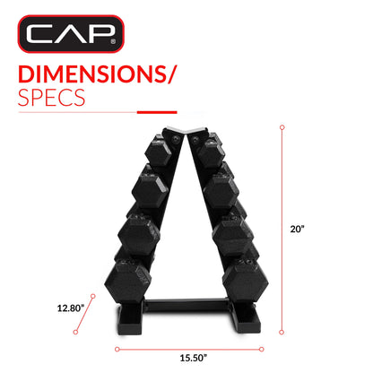 Juego de Pesas Hexagonales de Hierro Fundido de 100 lb con Soporte para Entrenamiento de Fuerza - Mancuernas Negras