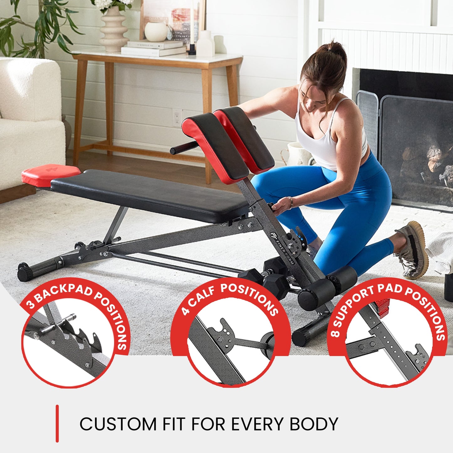 Multi-Functional Bench for Full All-In-One Body Workout - Hyper Back Extension, Roman Chair, Adjustable Ab Sit up Bench, Decline Bench, Flat Bench